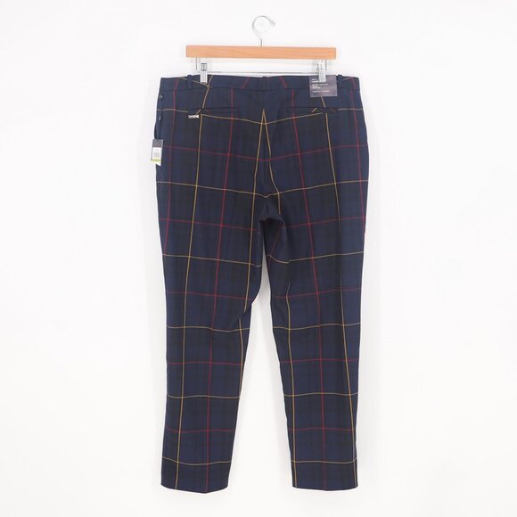 NWT TOMMY HILFIGER Radcliffe Pant Windowpant Plaid Ankle Slim Leg Navy Size 14 - Picture 4 of 12